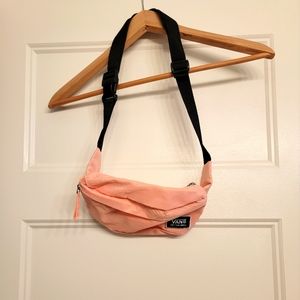 VANS Womens Pink Burma Fanny Pack Embroidered Logo Adjustable Black Canvas Strap
